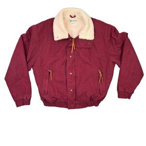Gander Mountain Canvas Jacket Coat Mens M Maroon Red Sherpa Lined Work Vintage